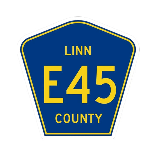Linn County Route E45 IA (Iowa) (Road Sign) STICKER Vinyl Kiss-Cut Decal 2 Inch White - The Sticker Space