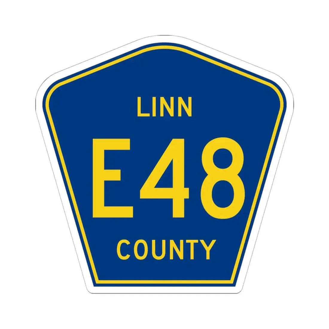 Linn County Route E48 IA (Iowa) (Road Sign) STICKER Vinyl Kiss-Cut Decal 6 Inch White - The Sticker Space