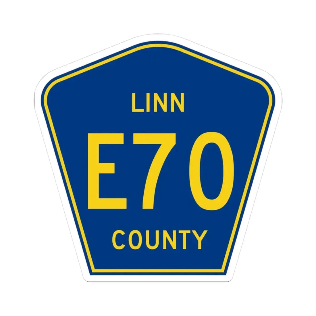 Linn County Route E70 IA (Iowa) (Road Sign) STICKER Vinyl Kiss-Cut Decal 3 Inch White - The Sticker Space