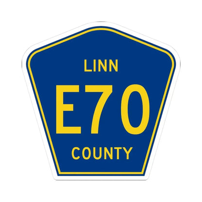 Linn County Route E70 IA (Iowa) (Road Sign) STICKER Vinyl Kiss-Cut Decal 3 Inch White - The Sticker Space