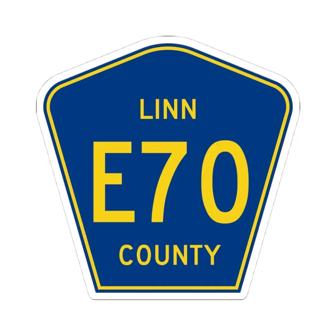 Linn County Route E70 IA (Iowa) (Road Sign) STICKER Vinyl Kiss-Cut Decal 4 Inch White - The Sticker Space