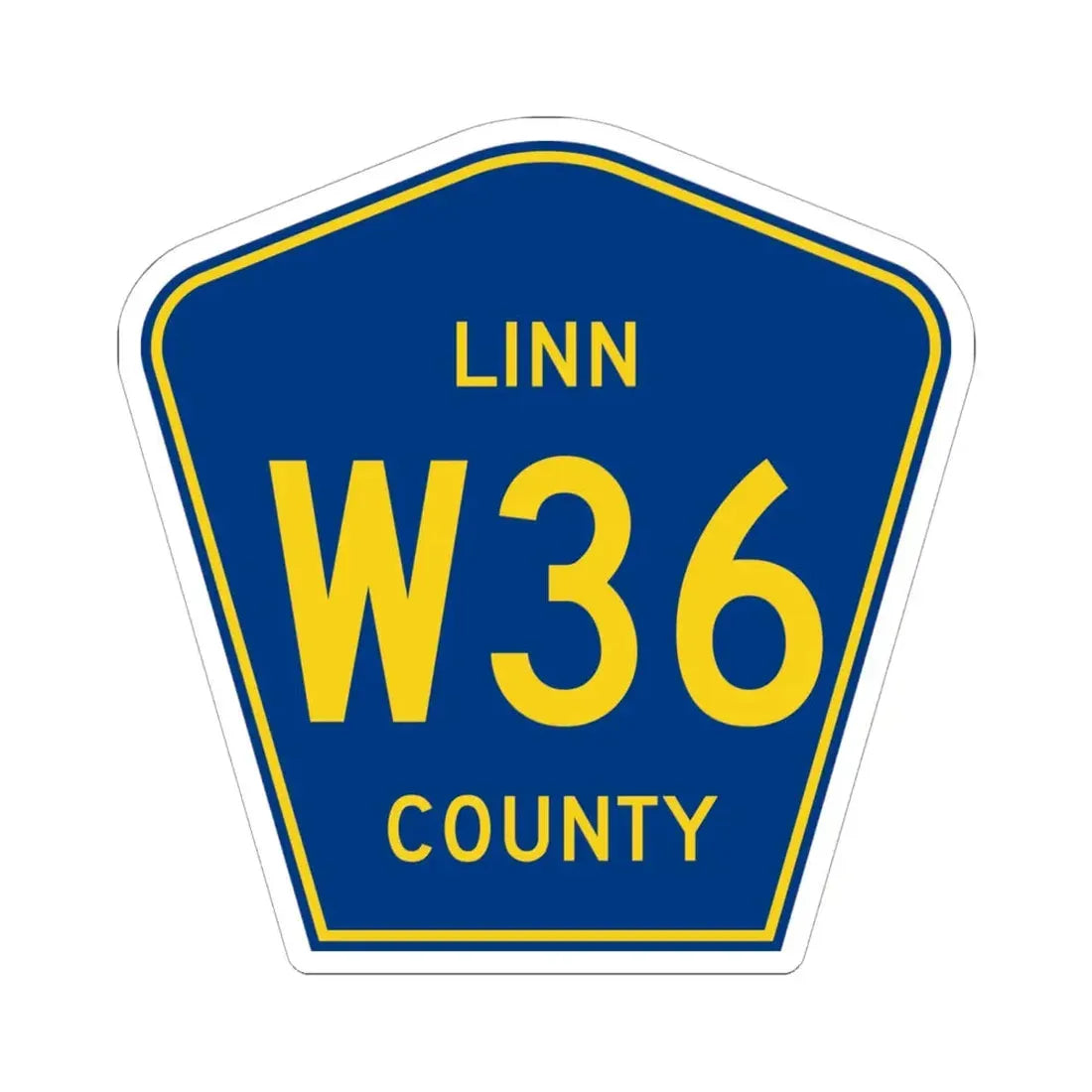 Linn County Route W36 IA (Iowa) (Road Sign) STICKER Vinyl Kiss-Cut Decal 6 Inch White - The Sticker Space