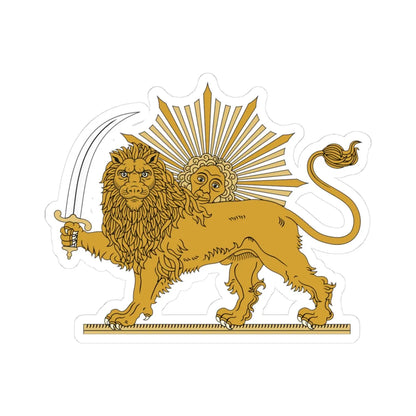 Lion and Sun Qajar Dynasty (Iran) (Coat of Arms) STICKER Vinyl Kiss-Cut Decal 3 Inch White - The Sticker Space