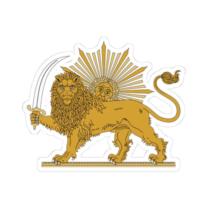 Lion and Sun Qajar Dynasty (Iran) (Coat of Arms) STICKER Vinyl Kiss-Cut Decal 4 Inch White - The Sticker Space