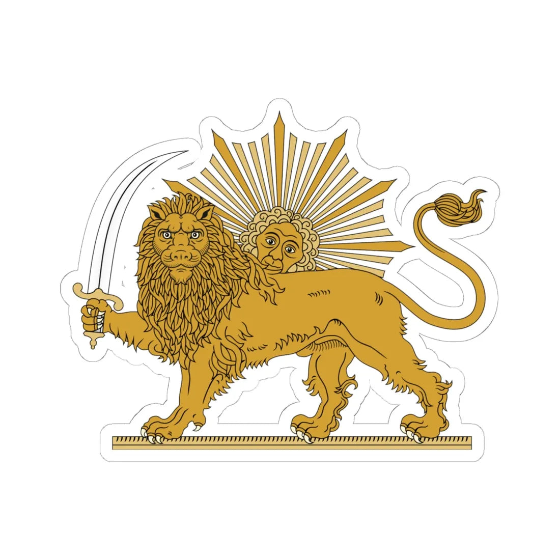 Lion and Sun Qajar Dynasty (Iran) (Coat of Arms) STICKER Vinyl Kiss-Cut Decal 6 Inch White - The Sticker Space