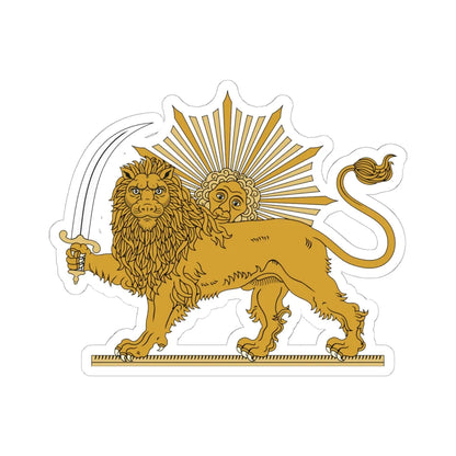 Lion and Sun Qajar Dynasty (Iran) (Coat of Arms) STICKER Vinyl Kiss-Cut Decal 6 Inch White - The Sticker Space