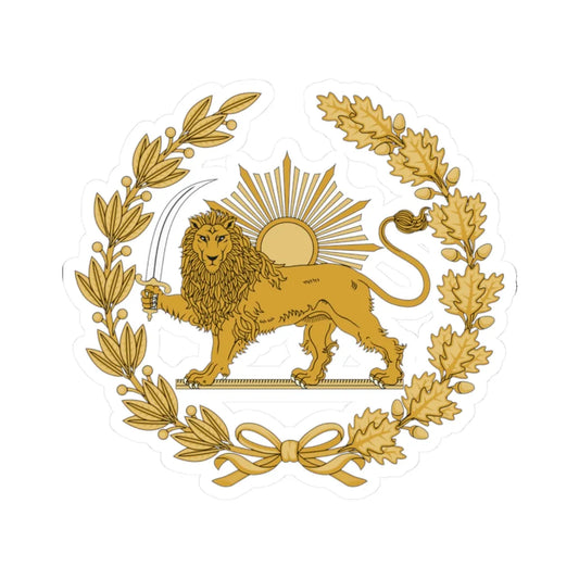 Lion and Sun The Emblem of Persia Latest (Iran) (Coat of Arms) STICKER Vinyl Kiss-Cut Decal 2 Inch White - The Sticker Space
