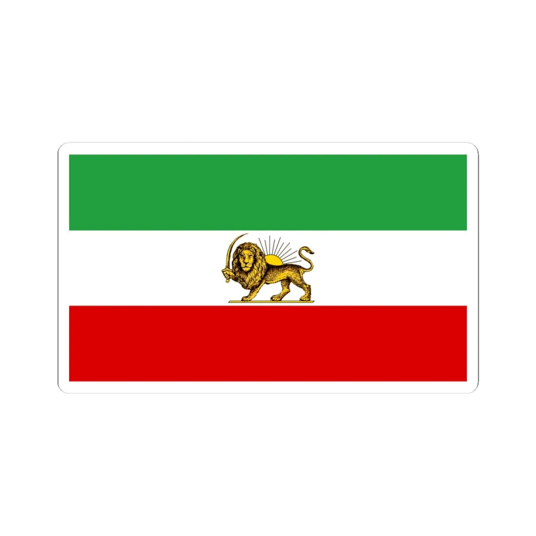 Lion and Sun Tricolor Flag 2 (Iran) STICKER Vinyl Kiss-Cut Decal 4 Inch White - The Sticker Space