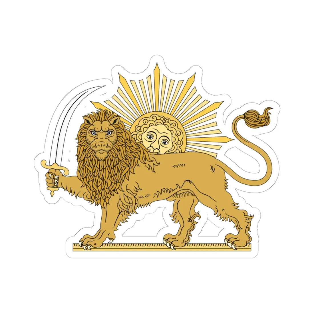 Lion and the Sun (Iran) (Coat of Arms) STICKER Vinyl Kiss-Cut Decal 6 Inch White - The Sticker Space