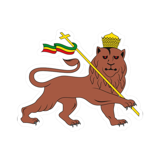 Lion of Judah emblem of the Ethiopian Empire (Ethiopia) (Coat of Arms) STICKER Vinyl Kiss-Cut Decal 2 Inch White - The Sticker Space