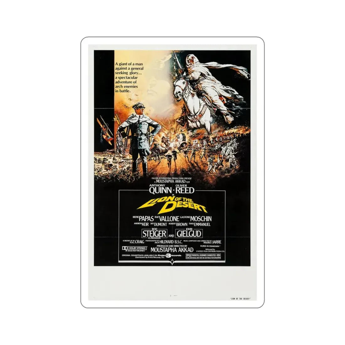 Lion of the Desert 1980 Movie Poster STICKER Vinyl Die-Cut Decal - The Sticker Space