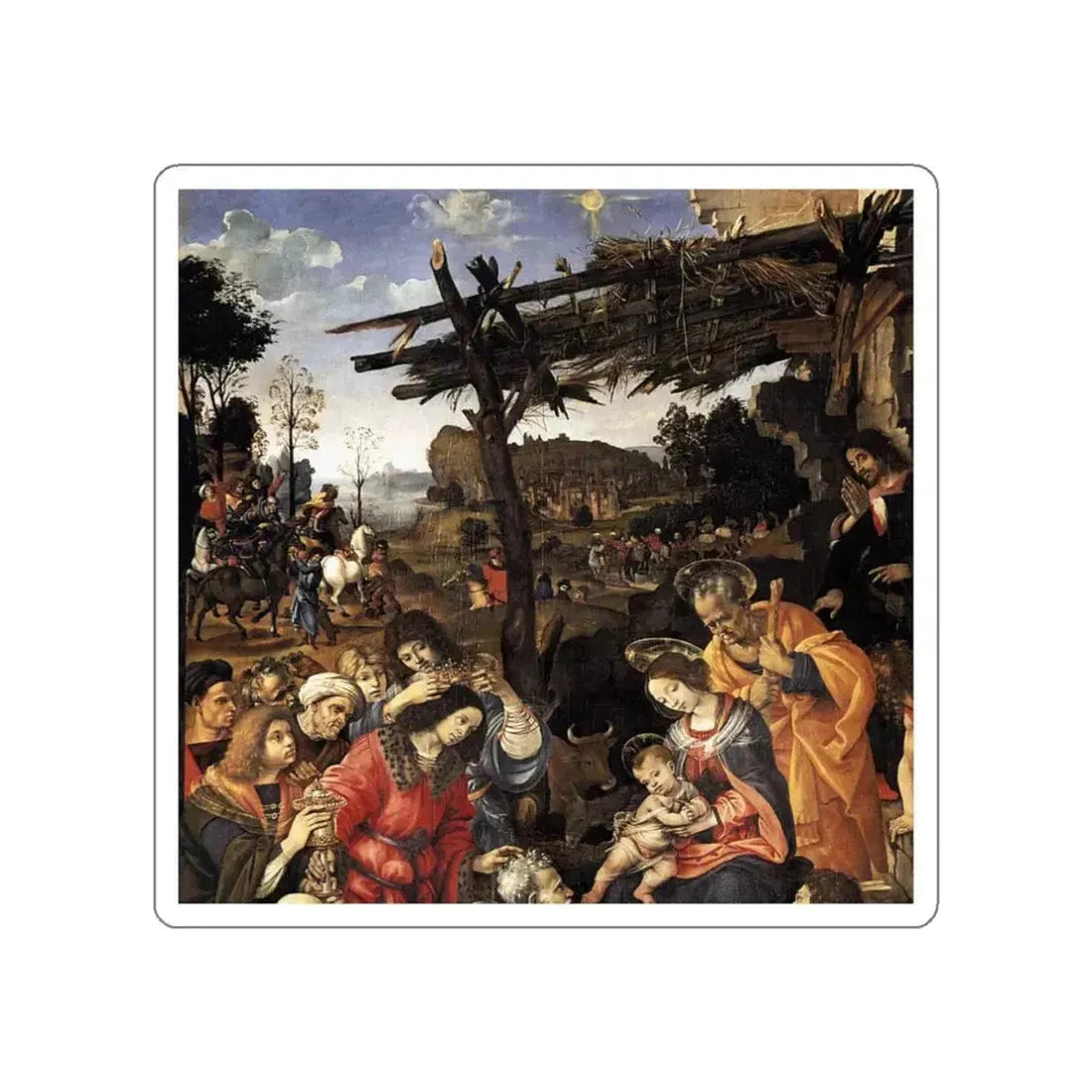 LIPPI, Filippino  - Adoration of the Magi (detail) (Artwork) STICKER Vinyl Die-Cut Decal White Die-Cut 3 Inch - The Sticker Space