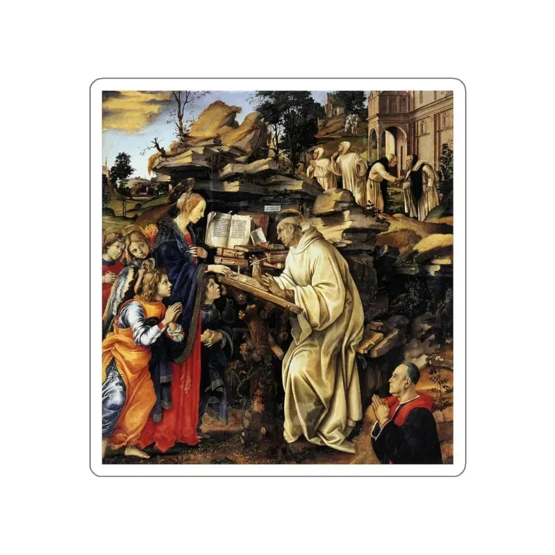 LIPPI, Filippino  - Apparition of The Virgin to St Bernard (Artwork) STICKER Vinyl Die-Cut Decal White Die-Cut 5 Inch - The Sticker Space