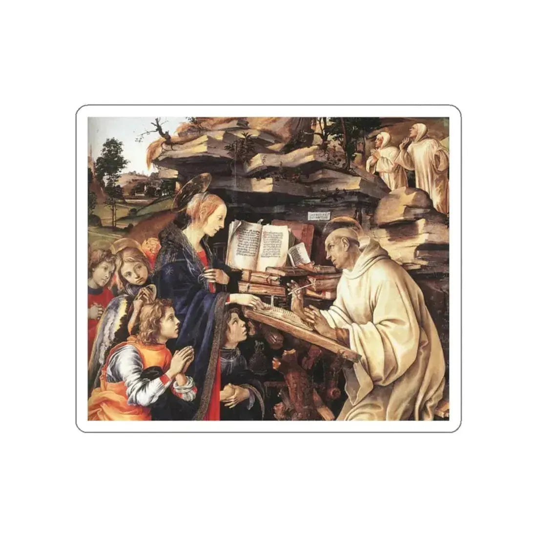 LIPPI, Filippino  - Apparition of The Virgin to St Bernard (detail) (Artwork) STICKER Vinyl Die-Cut Decal White Die-Cut 2 Inch - The Sticker Space