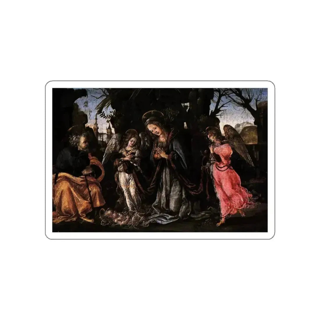 LIPPI, Filippino  - The Nativity with Two Angels (Artwork) STICKER Vinyl Die-Cut Decal White Die-Cut 3 Inch - The Sticker Space