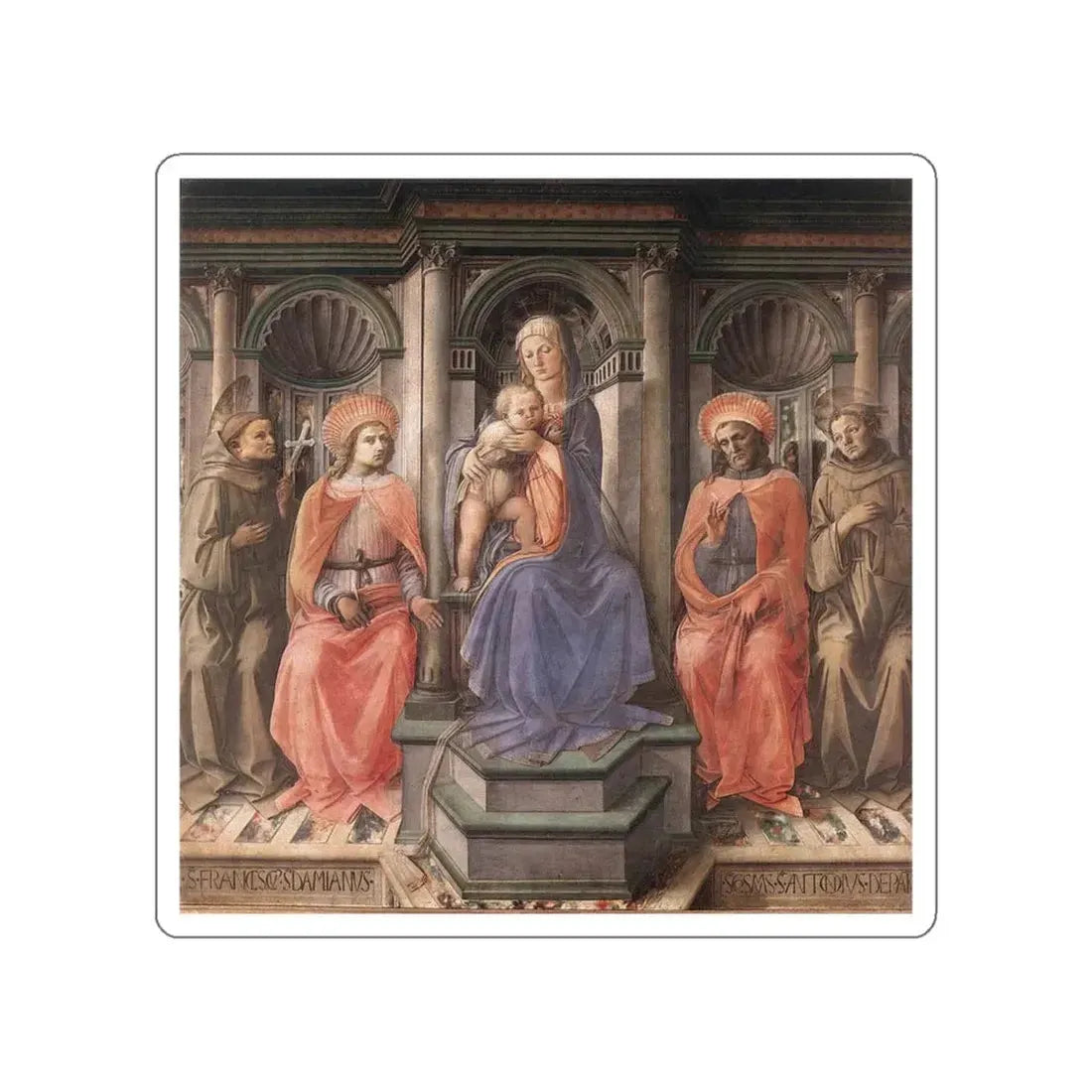 LIPPI, Fra Filippo  - 1440-Madonna Enthroned with Saints (Artwork) STICKER Vinyl Die-Cut Decal - The Sticker Space