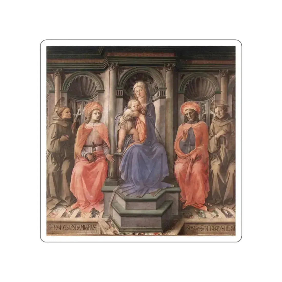 LIPPI, Fra Filippo  - 1440-Madonna Enthroned with Saints (Artwork) STICKER Vinyl Die-Cut Decal White Die-Cut 2 Inch - The Sticker Space
