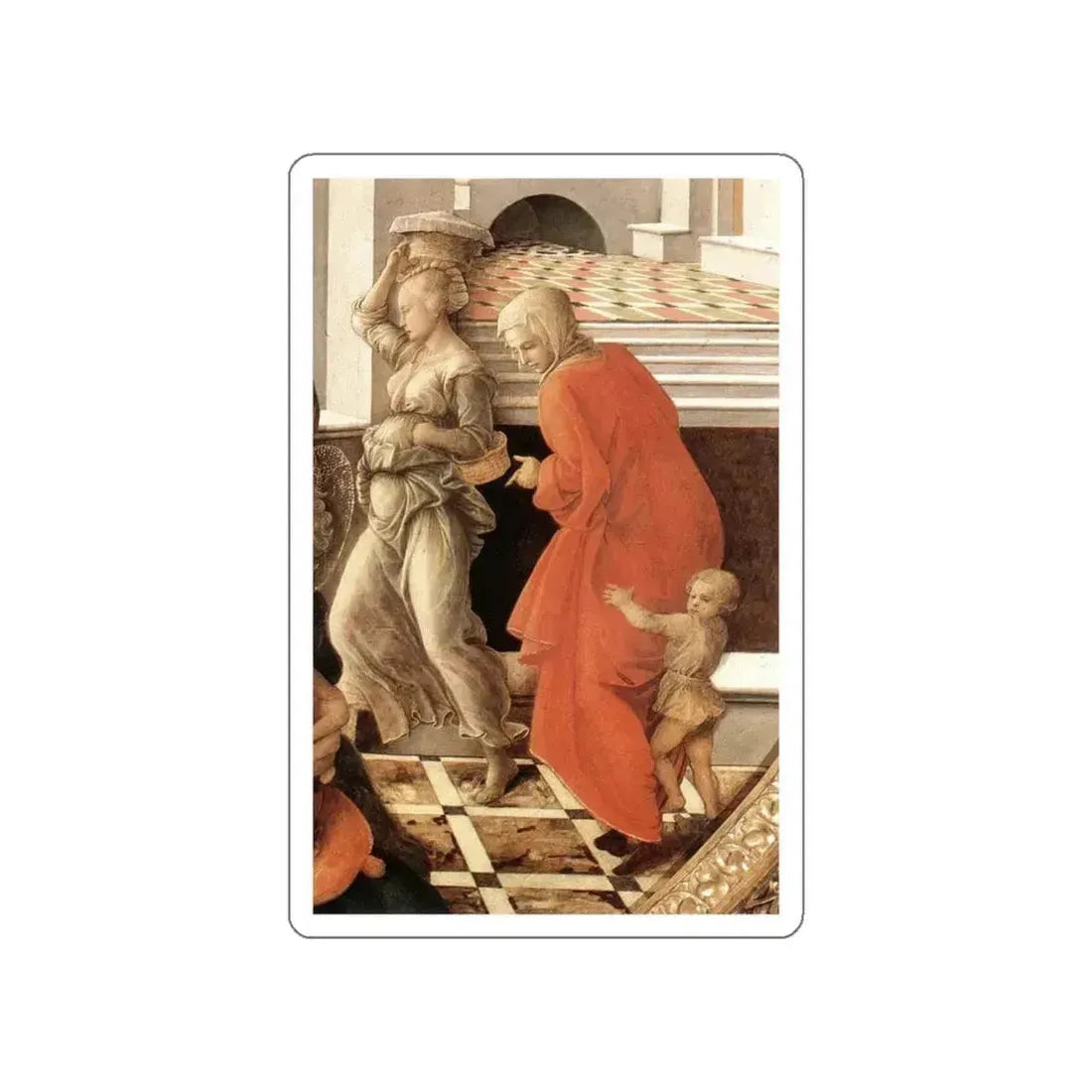 LIPPI, Fra Filippo  - 1450-Virgin with the Child and Scenes from the Life of St Anne (detail) (Artwork) STICKER Vinyl Die-Cut Decal White Die-Cut 6 Inch - The Sticker Space