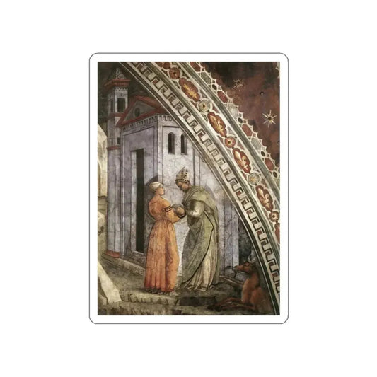 LIPPI, Fra Filippo  - 1452-66 Prato-St Stephen is Born and Replaced by Another Child (detail)2 (Artwork) STICKER Vinyl Die-Cut Decal White Die-Cut 2 Inch - The Sticker Space