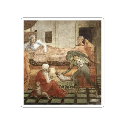 LIPPI, Fra Filippo  - 1452-66 Prato-St Stephen is Born and Replaced by Another Child (detail) (Artwork) STICKER Vinyl Die-Cut Decal White Die-Cut 5 Inch - The Sticker Space