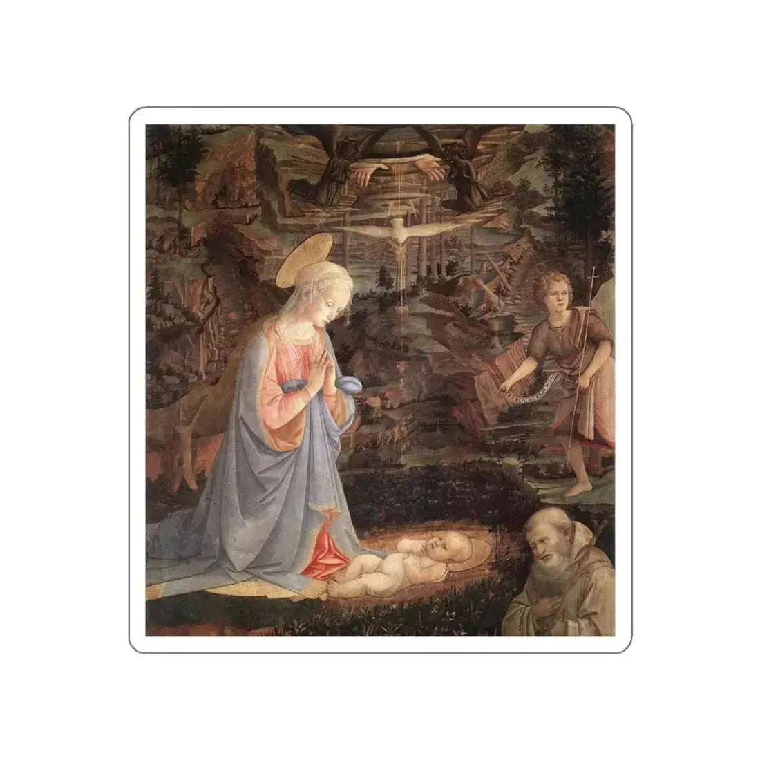 LIPPI, Fra Filippo  - 1460-Adoration of the Child with Saints (Artwork) STICKER Vinyl Die-Cut Decal White Die-Cut 3 Inch - The Sticker Space