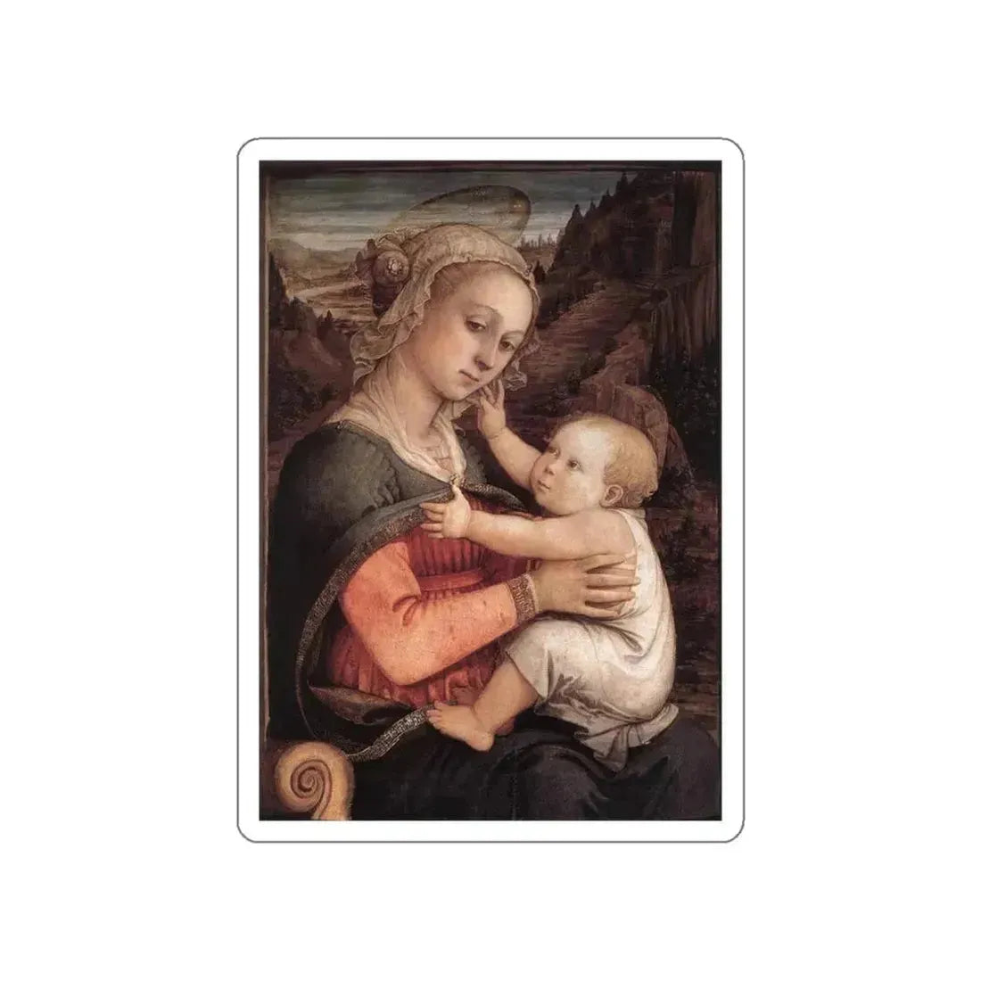LIPPI, Fra Filippo  - 1460-Madonna and Child (Artwork) STICKER Vinyl Die-Cut Decal White Die-Cut 3 Inch - The Sticker Space