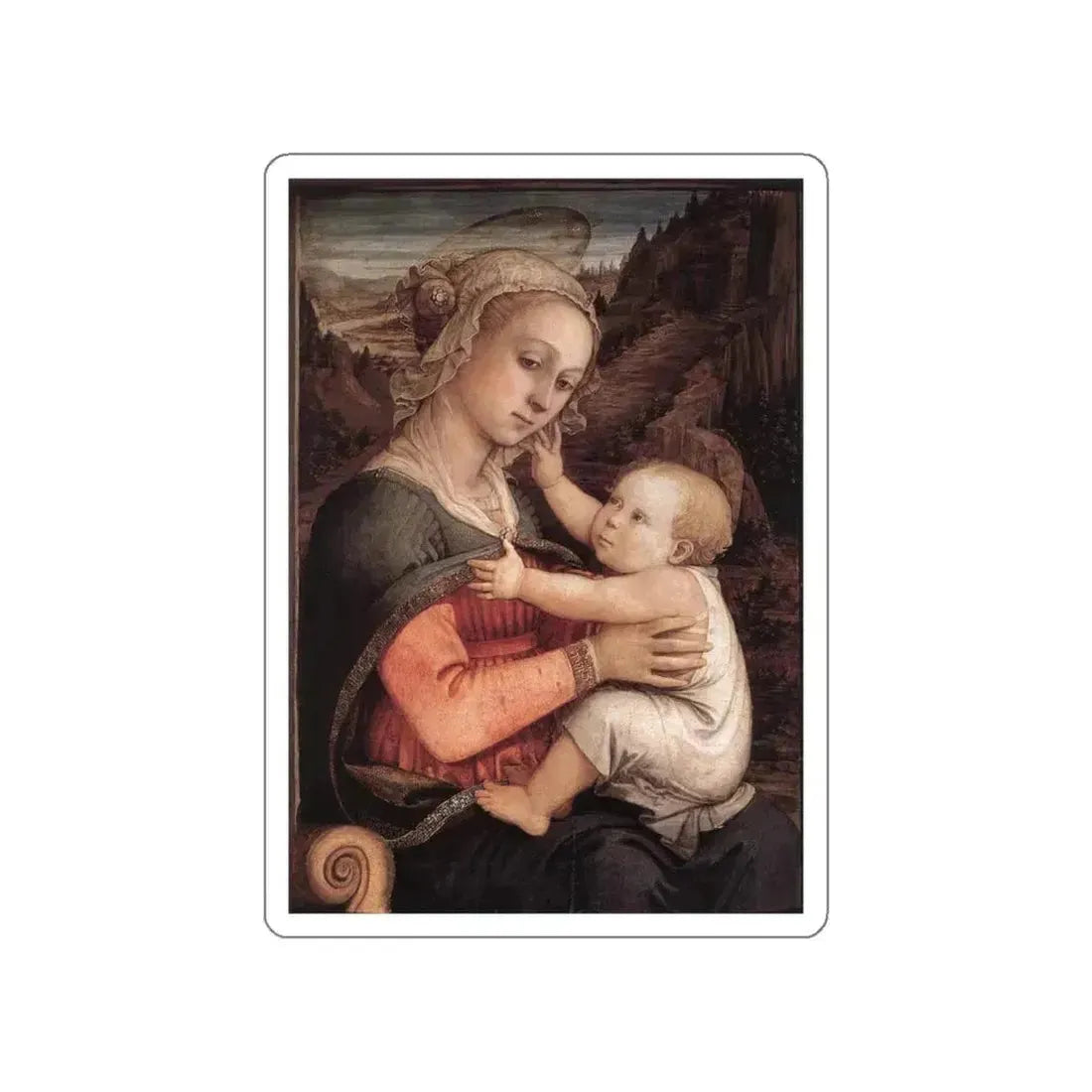 LIPPI, Fra Filippo  - 1460-Madonna and Child (Artwork) STICKER Vinyl Die-Cut Decal White Die-Cut 6 Inch - The Sticker Space