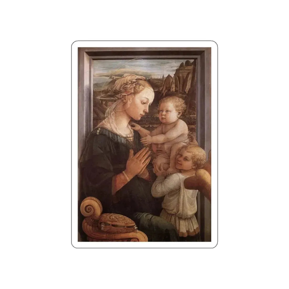LIPPI, Fra Filippo  - 1460-Madonna with the Child and two Angels (Artwork) STICKER Vinyl Die-Cut Decal - The Sticker Space