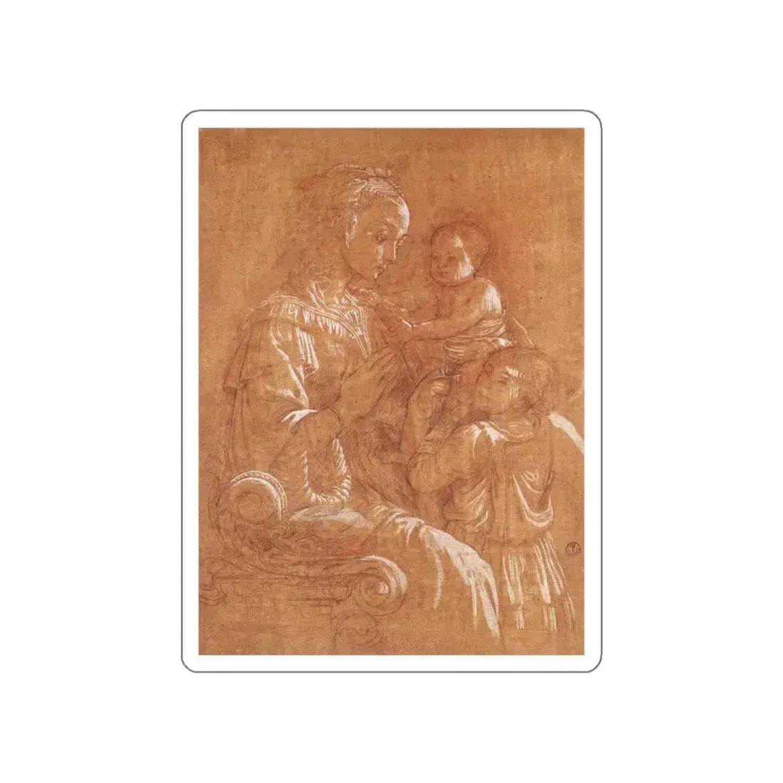 LIPPI, Fra Filippo  - 1460-Madonna with the Child and two Angels2 (Artwork) STICKER Vinyl Die-Cut Decal White Die-Cut 6 Inch - The Sticker Space