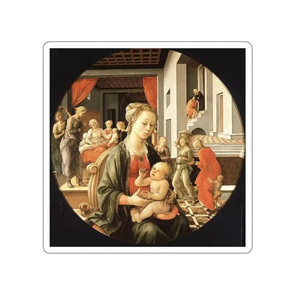 LIPPI, Fra Filippo - Madonna & Child with Stories from the Life of St. Anne (Artwork) STICKER Vinyl Die-Cut Decal White Die-Cut 3 Inch - The Sticker Space