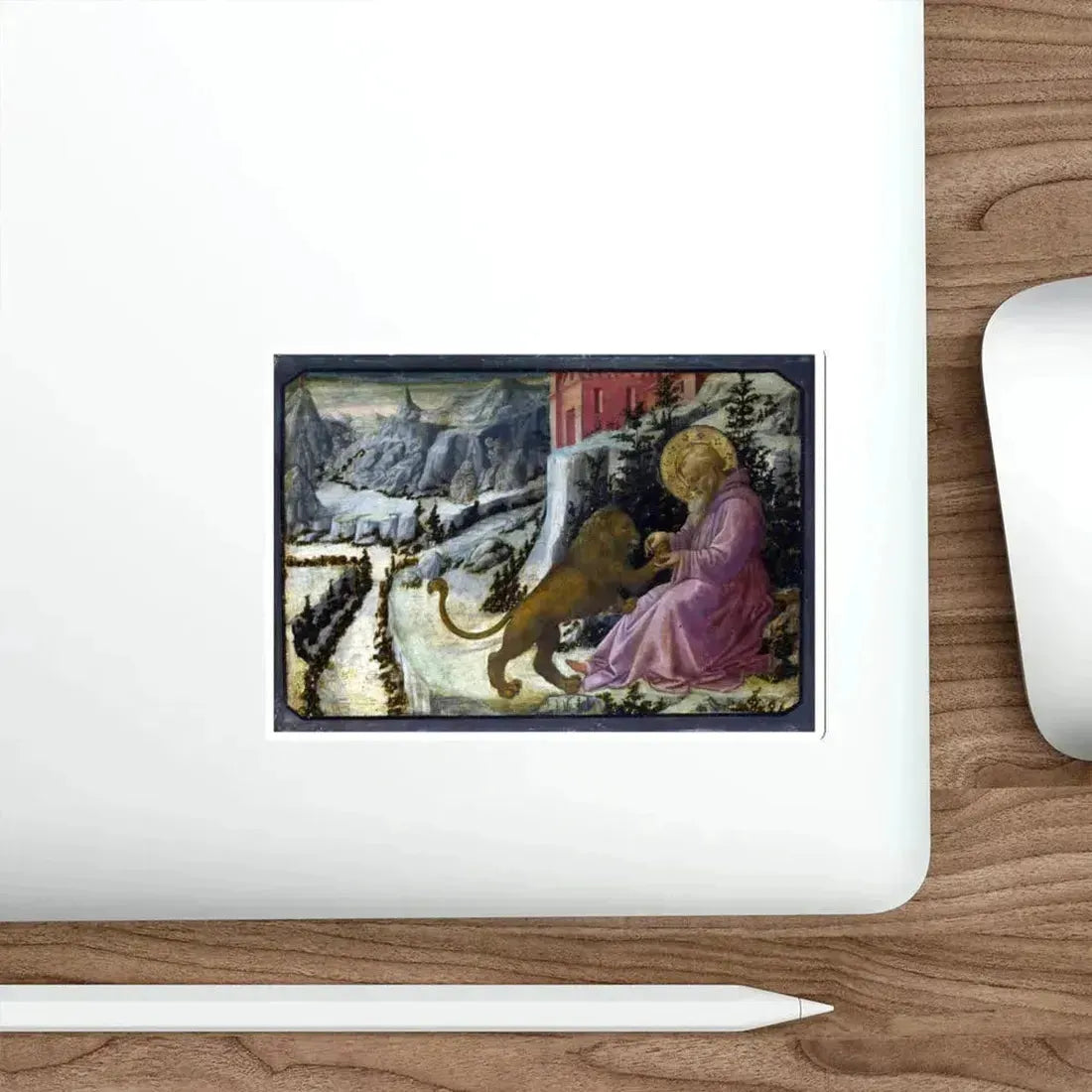 LIPPI, Fra Filippo - Saint Jerome and the Lion - Predella Panel (Artwork) STICKER Vinyl Die-Cut Decal - The Sticker Space