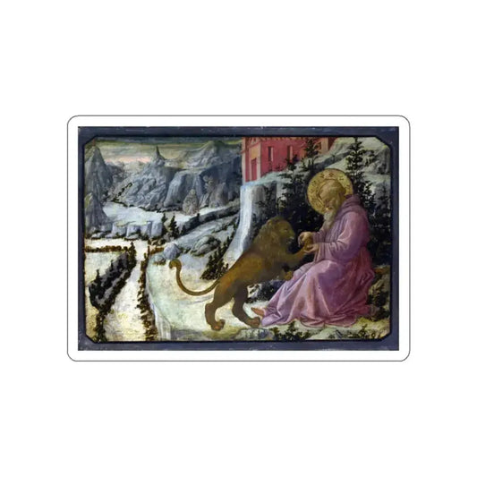 LIPPI, Fra Filippo - Saint Jerome and the Lion - Predella Panel (Artwork) STICKER Vinyl Die-Cut Decal White Die-Cut 2 Inch - The Sticker Space