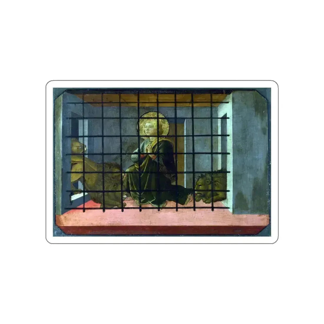LIPPI, Fra Filippo - Saint Mamas in Prison thrown to the Lions (Artwork) STICKER Vinyl Die-Cut Decal White Die-Cut 4 Inch - The Sticker Space