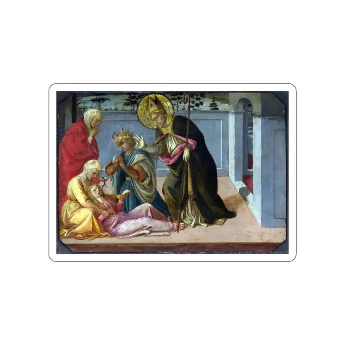 LIPPI, Fra Filippo - Saint Zeno exorcising the Daughter of Gallienus (Artwork) STICKER Vinyl Die-Cut Decal White Die-Cut 3 Inch - The Sticker Space