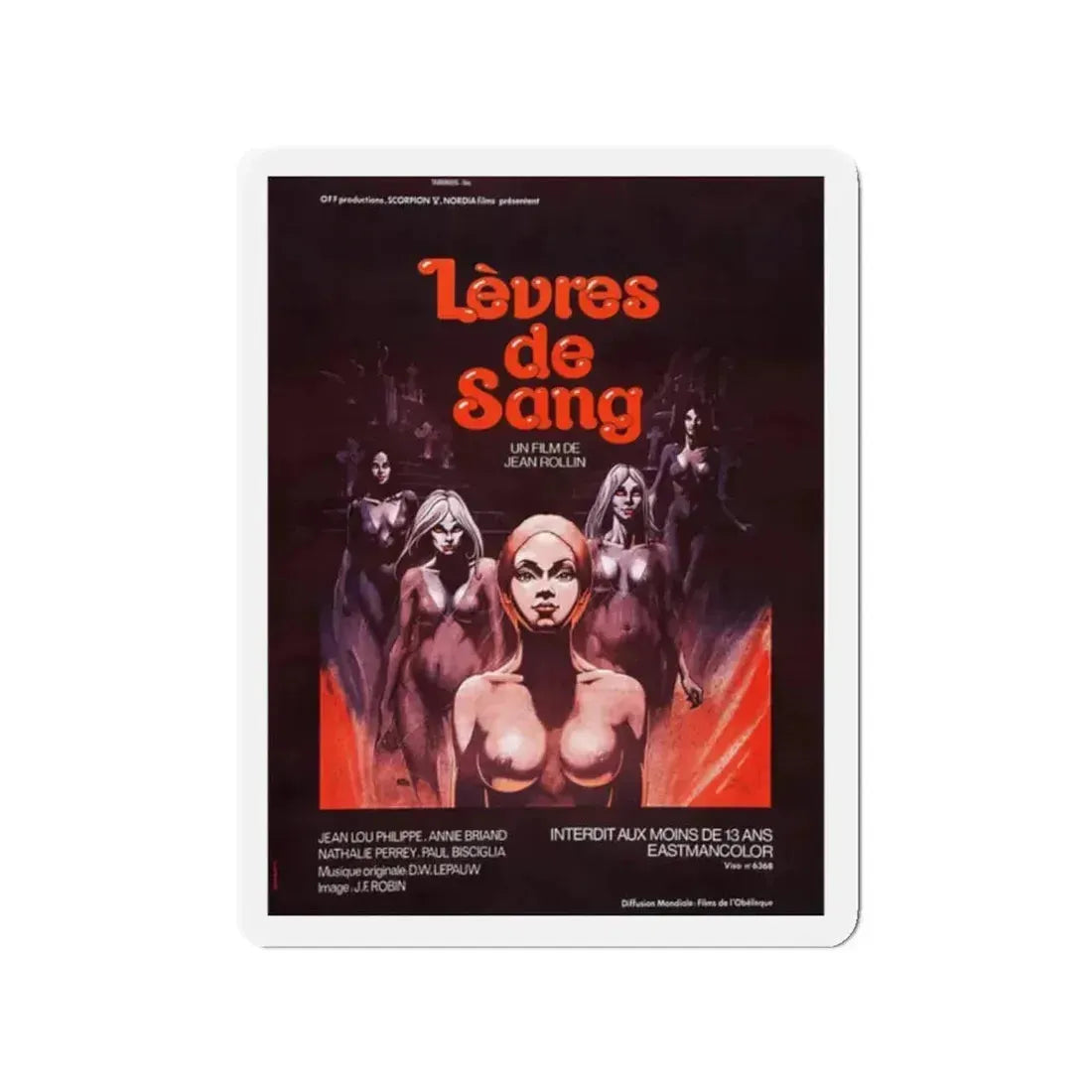 LIPS OF BLOOD 1975 Movie Poster - Refrigerator Magnet 2 Inch Die-Cut - The Sticker Space