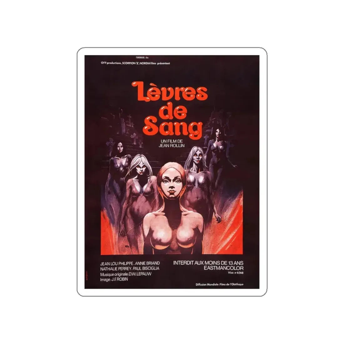 LIPS OF BLOOD 1975 Movie Poster STICKER Vinyl Die-Cut Decal 4 Inch - The Sticker Space