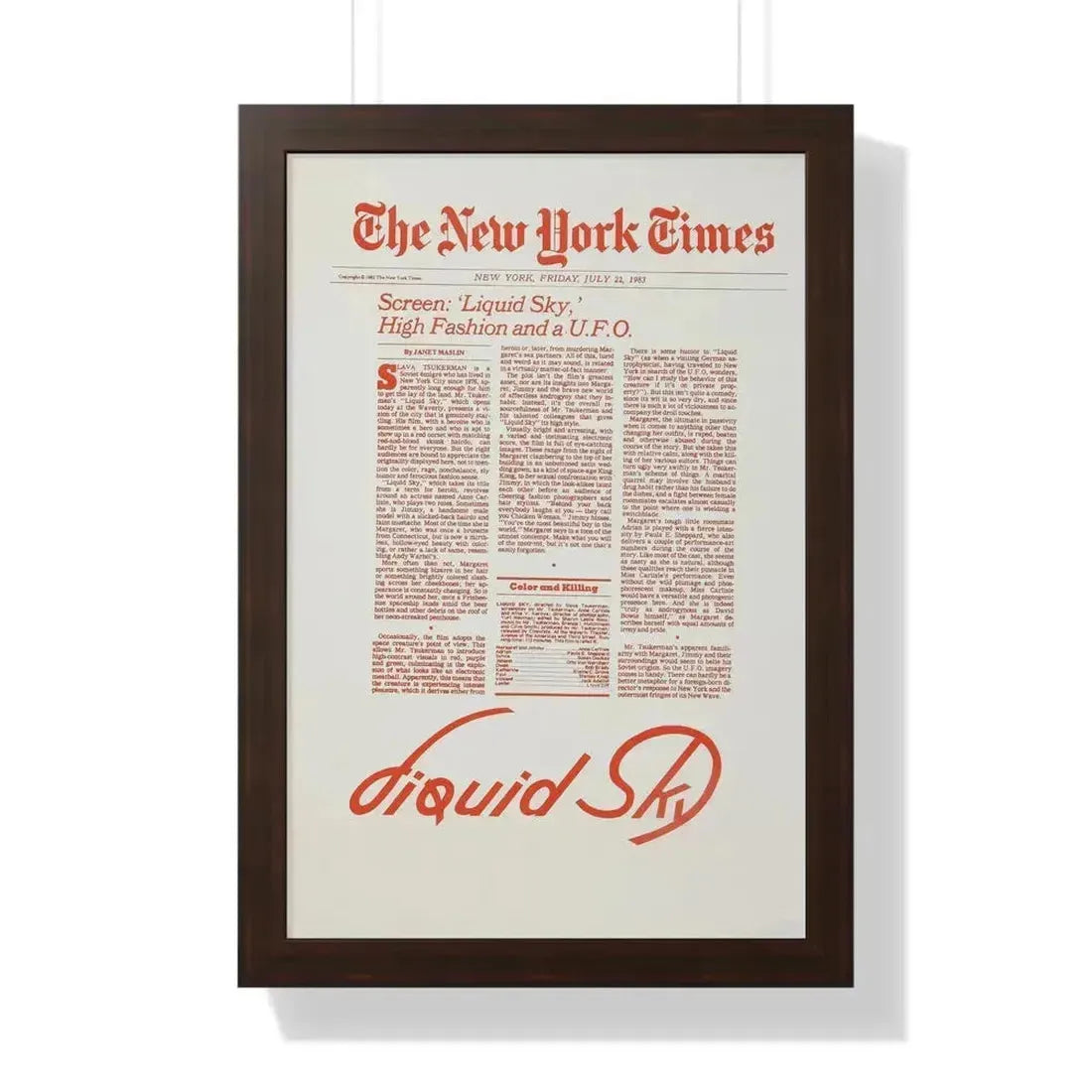 LIQUID SKY (TEASER) 1982 - Framed Movie Poster 16″ x 24″ Walnut - The Sticker Space