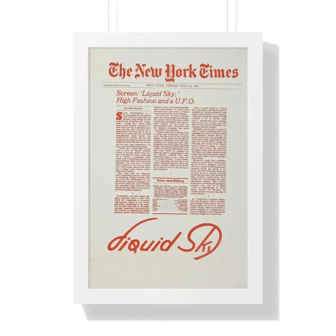 LIQUID SKY (TEASER) 1982 - Framed Movie Poster 16″ x 24″ White - The Sticker Space