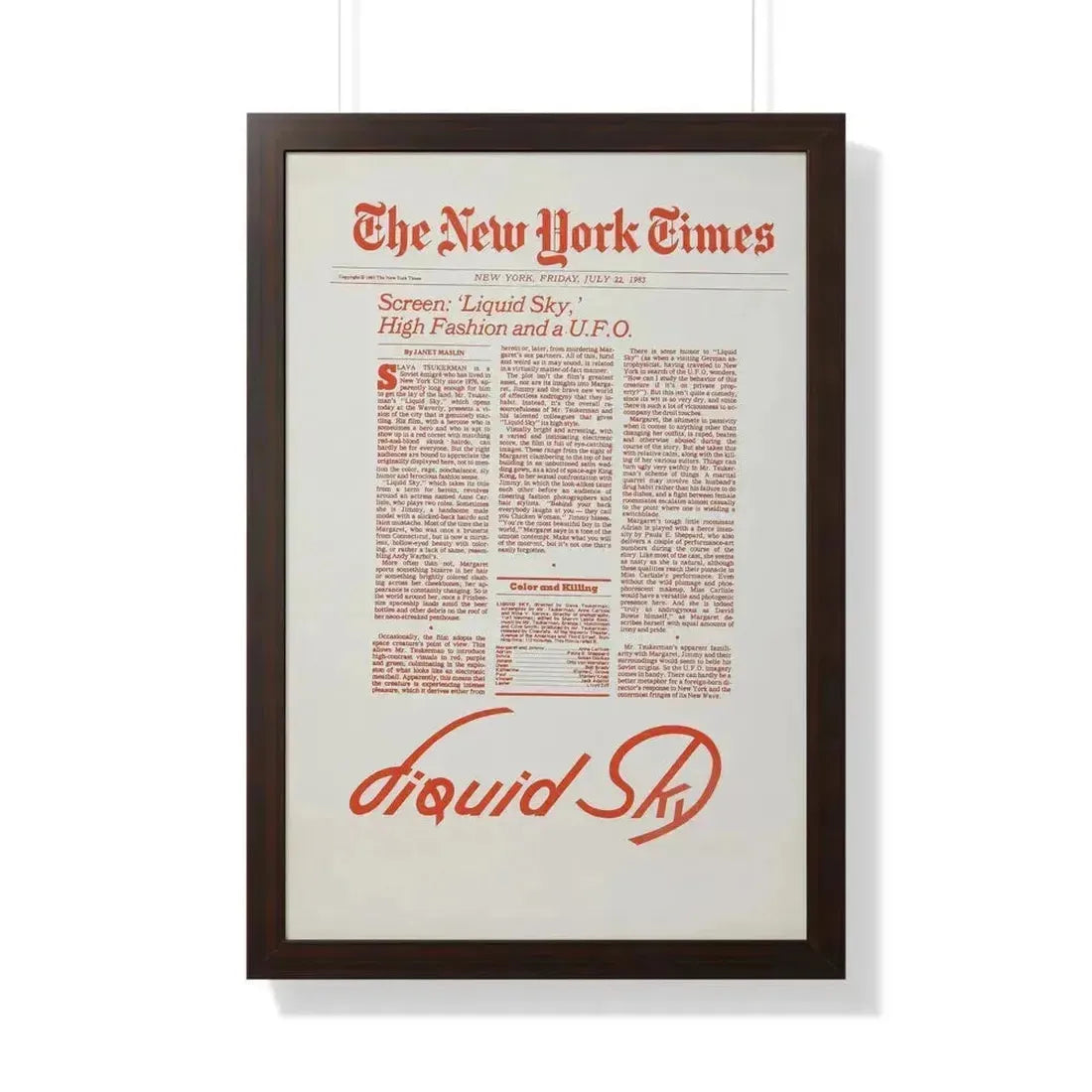 LIQUID SKY (TEASER) 1982 - Framed Movie Poster 20" x 30" Walnut - The Sticker Space