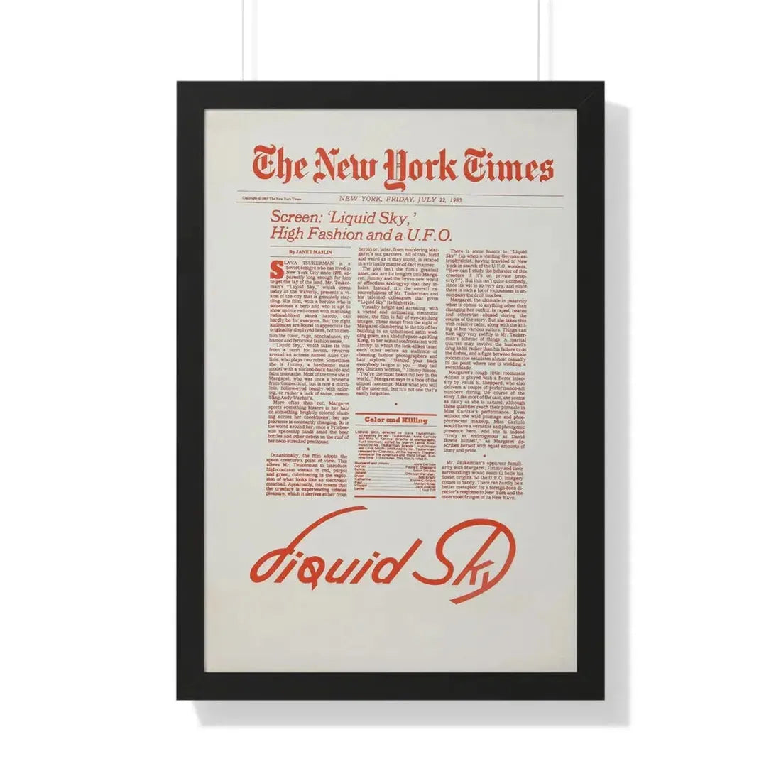 LIQUID SKY (TEASER) 1982 - Framed Movie Poster - The Sticker Space