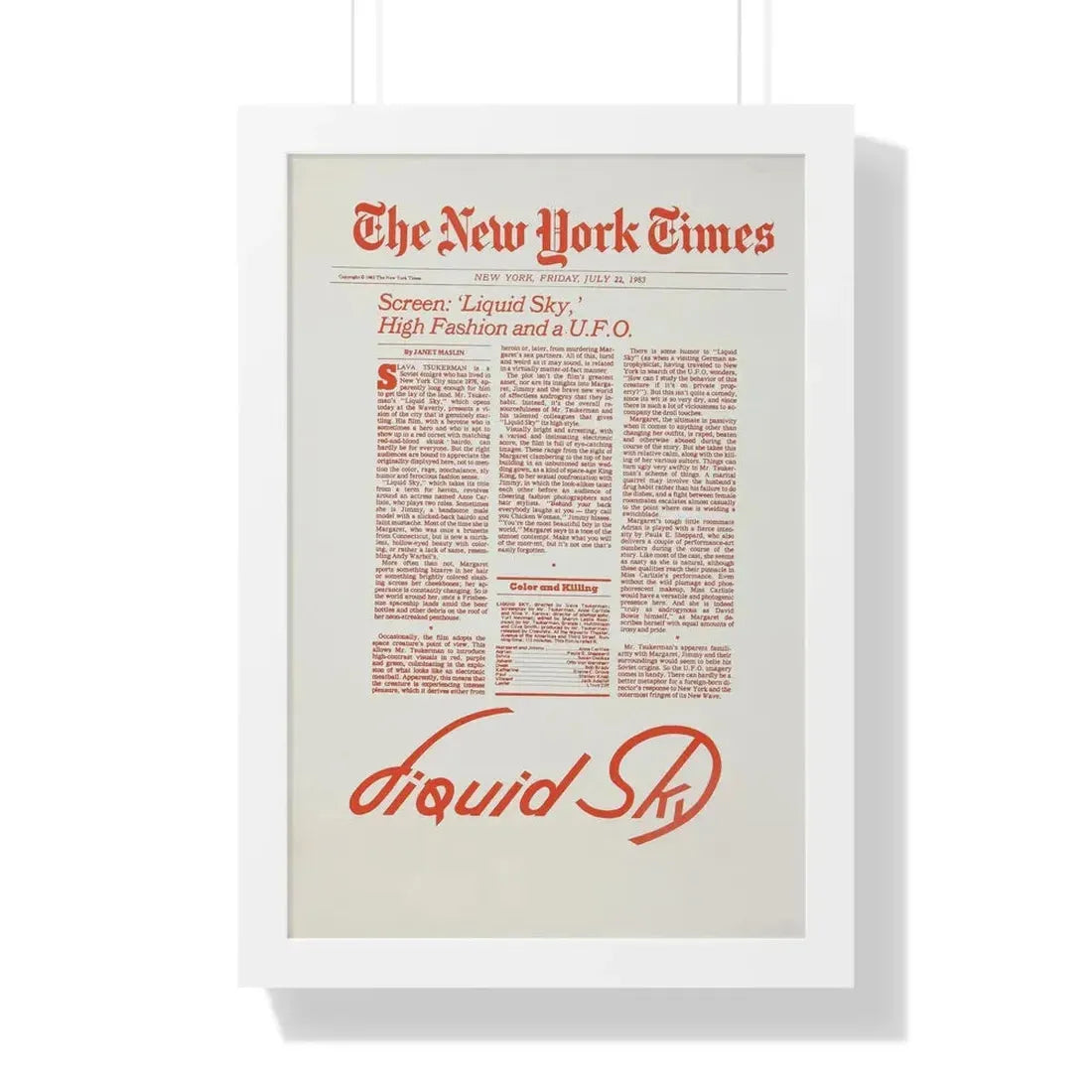 LIQUID SKY (TEASER) 1982 - Framed Movie Poster - The Sticker Space