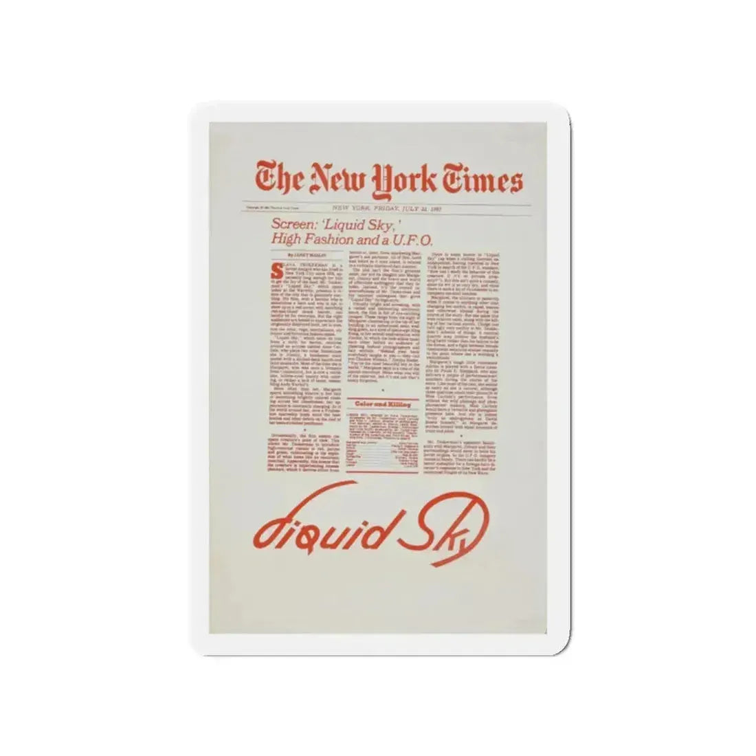 LIQUID SKY (TEASER) 1982 Movie Poster - Refrigerator Magnet 2 Inch Die-Cut - The Sticker Space
