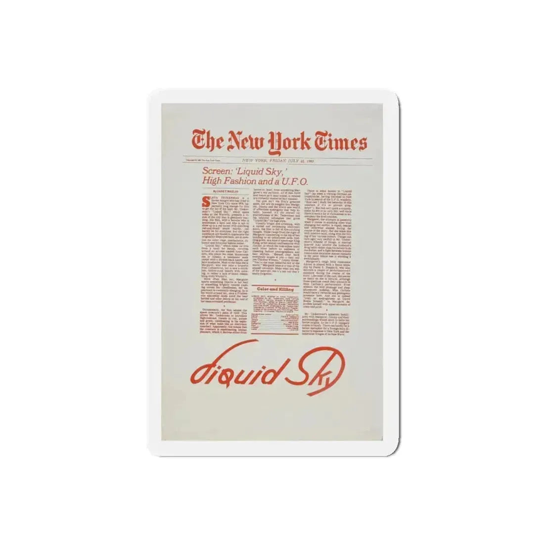LIQUID SKY (TEASER) 1982 Movie Poster - Refrigerator Magnet 5 Inch Die-Cut - The Sticker Space