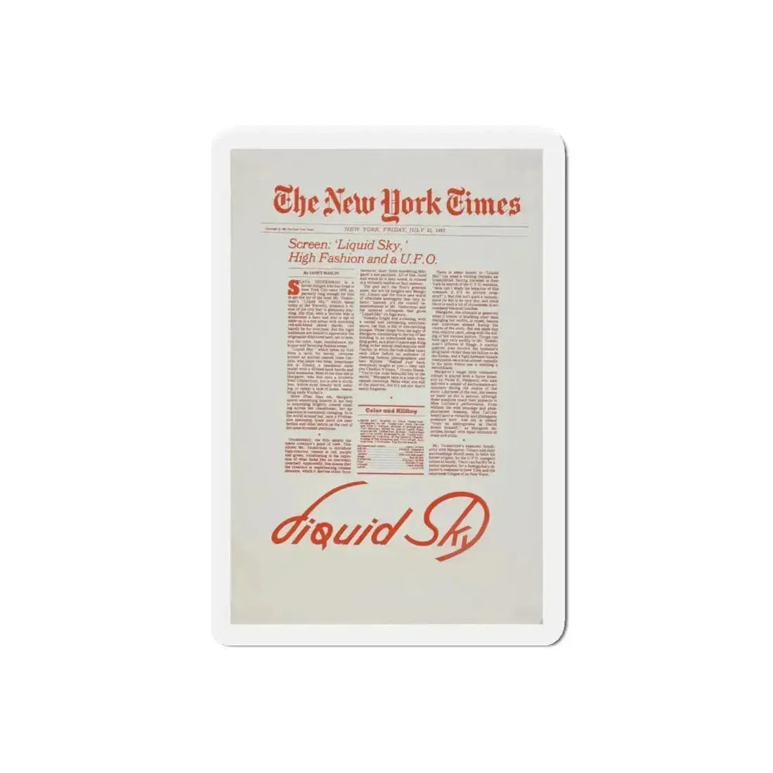 LIQUID SKY (TEASER) 1982 Movie Poster - Refrigerator Magnet 6 Inch Die-Cut - The Sticker Space