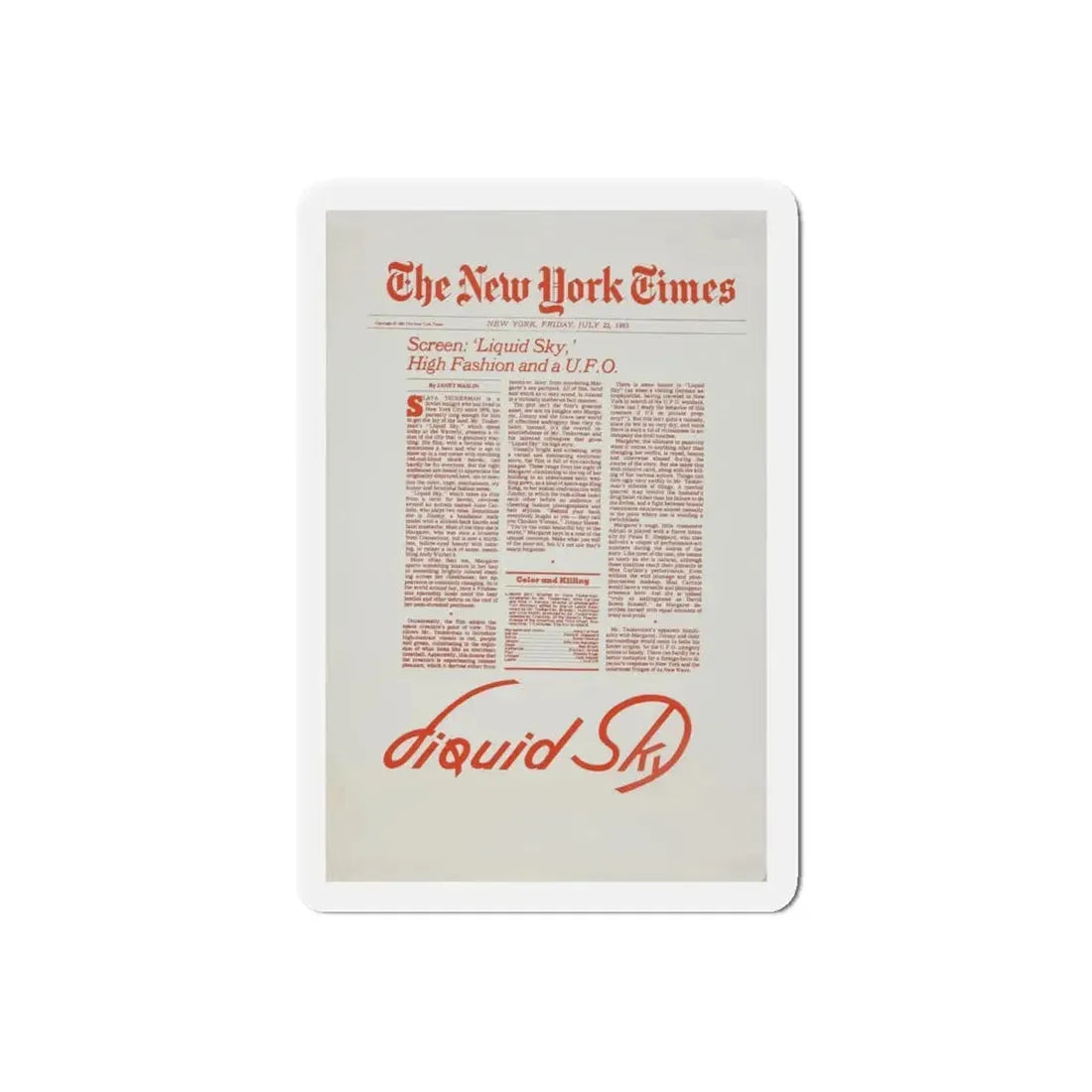 LIQUID SKY (TEASER) 1982 Movie Poster - Refrigerator Magnet - The Sticker Space