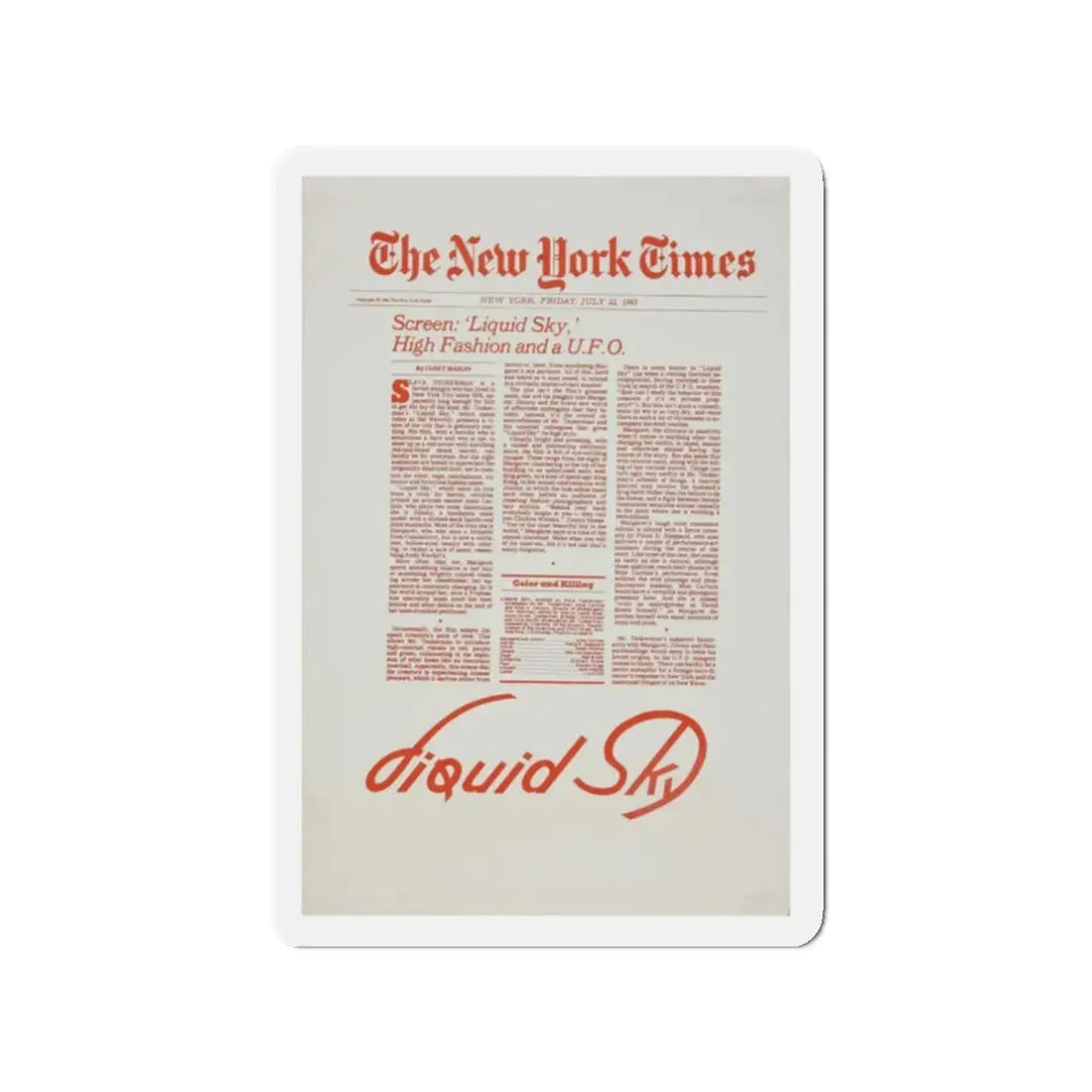 LIQUID SKY (TEASER) 1982 Movie Poster - Refrigerator Magnet - The Sticker Space