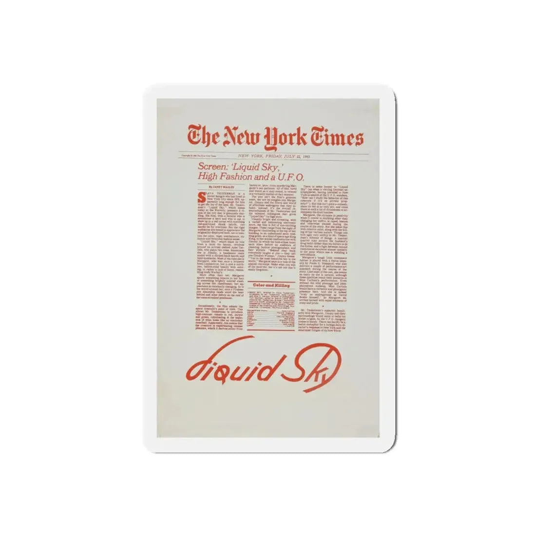 LIQUID SKY (TEASER) 1982 Movie Poster - Refrigerator Magnet - The Sticker Space