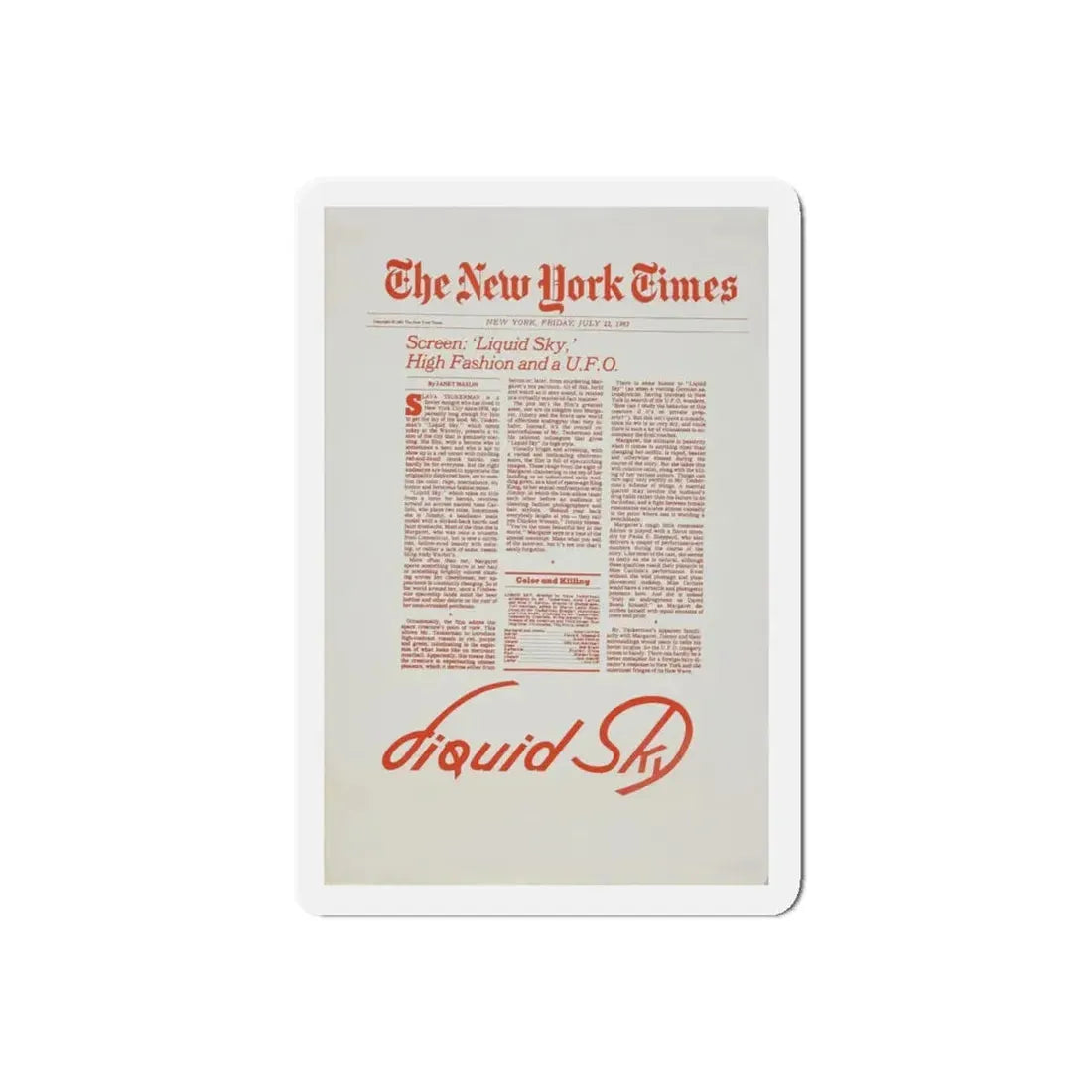 LIQUID SKY (TEASER) 1982 Movie Poster - Refrigerator Magnet - The Sticker Space