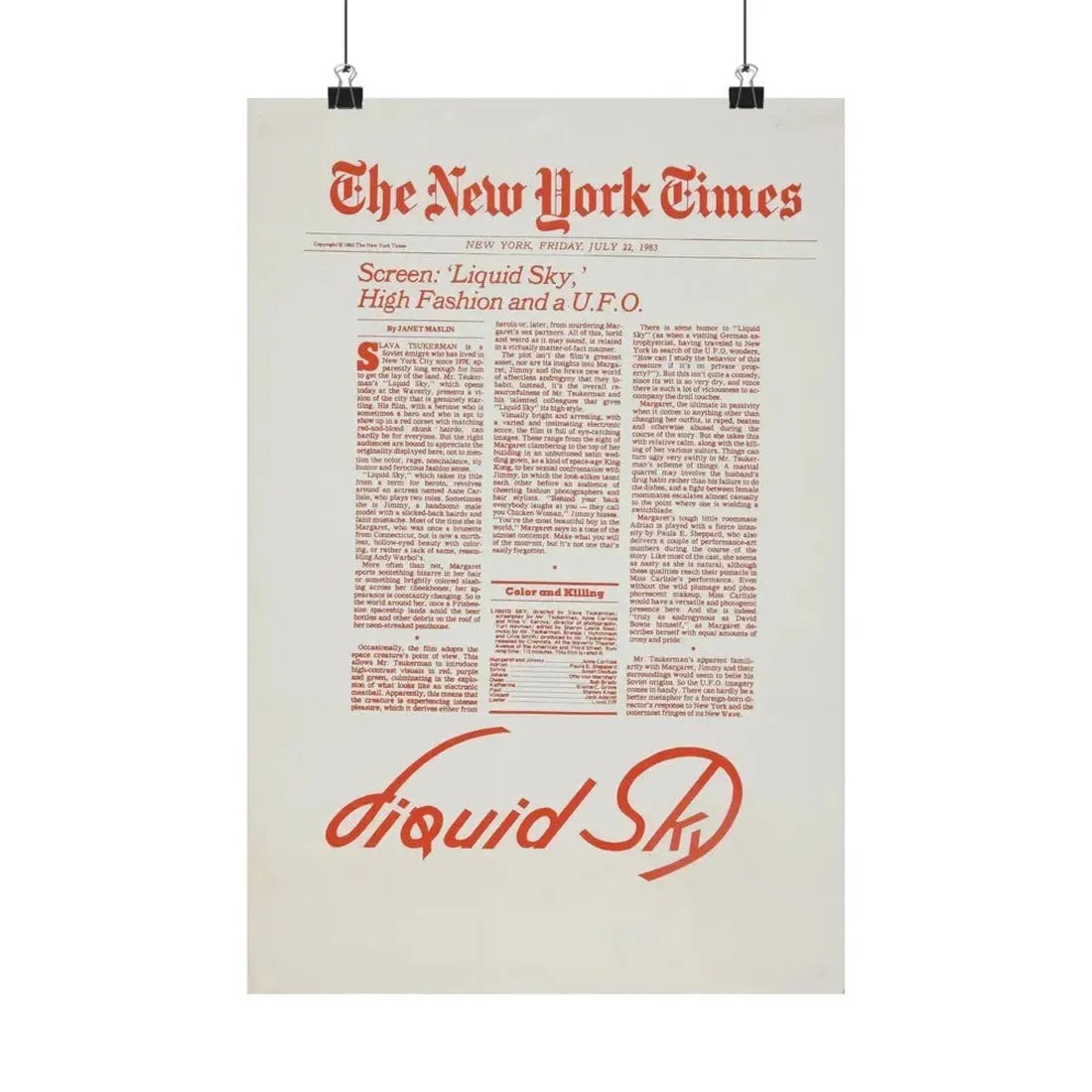 LIQUID SKY (TEASER) 1982 - Paper Movie Poster - The Sticker Space