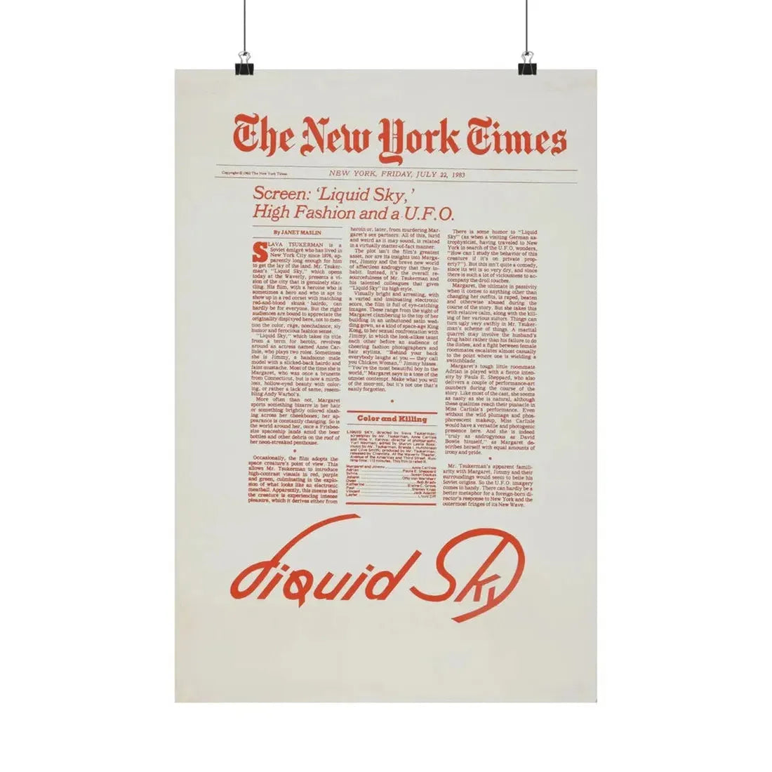 LIQUID SKY (TEASER) 1982 - Paper Movie Poster - The Sticker Space